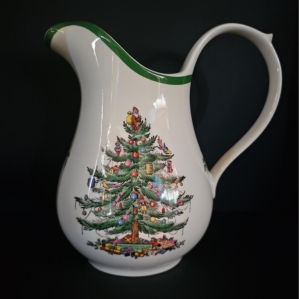 Vintage Spode Christmas Tree Pitcher S3324-1 England 9" Water Jug Holiday